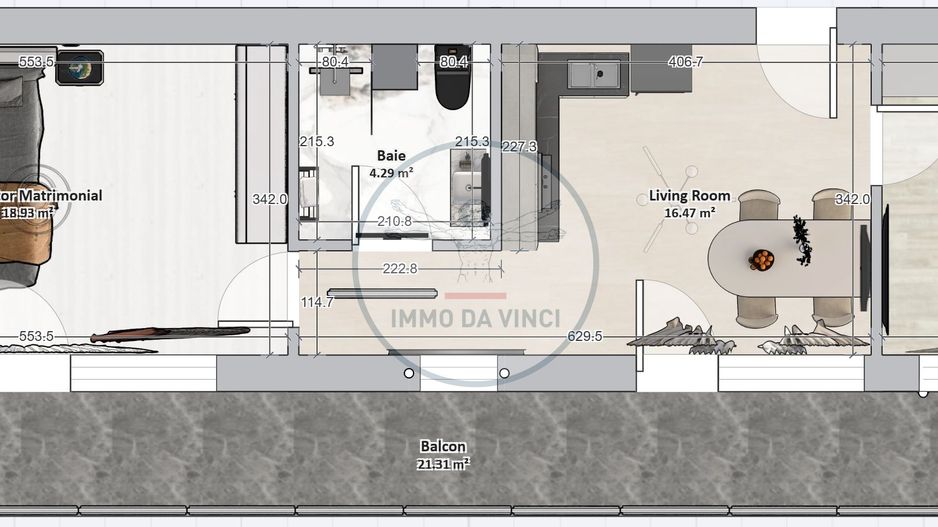 Vând Apartament 3 Camere, Semi-finisat, Terasă 21mp – Mărăști - Schiță 9