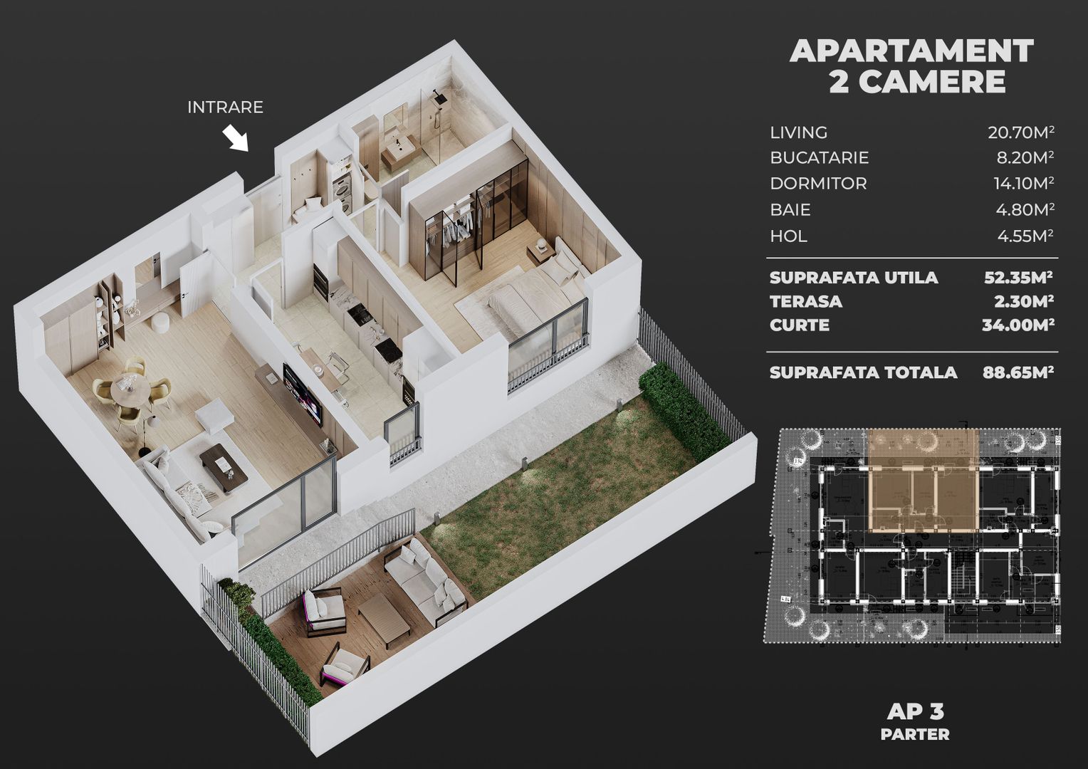 2cam.dec+curte+parcare, semicentral Popesti-Leordeni - Poză 1