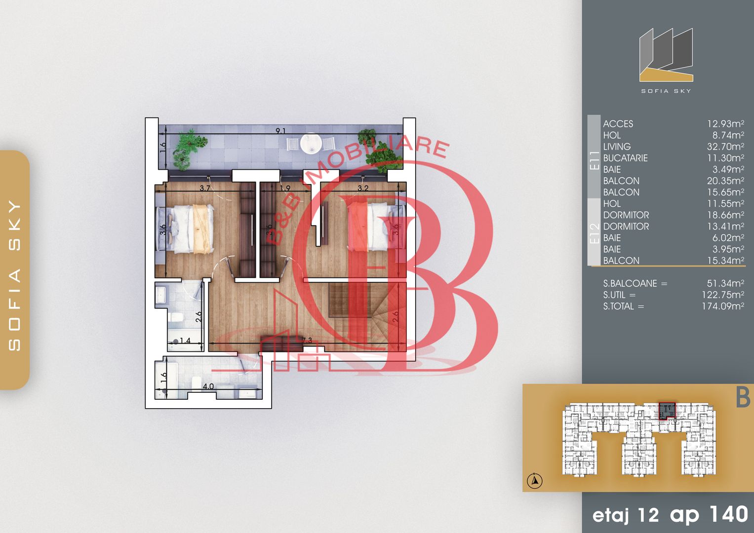 Theodor Pallady 3 camere Duplex Bloc Finalizat 7min Metrou - Schiță 3