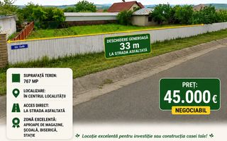 TEREN INTRAVILAN 767 mp, deschidere 33 m, SATU NOU, la 5 km de VASLUI; - Poză 1