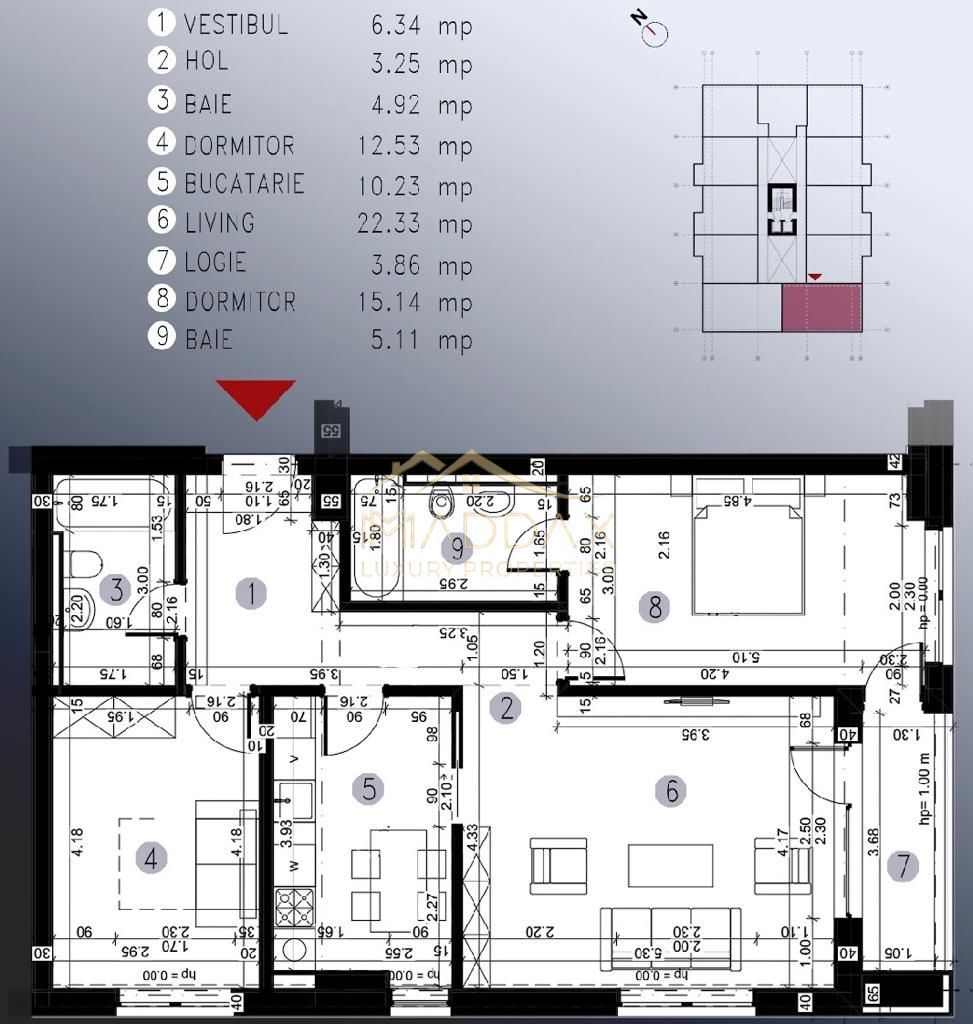 Apartament 3 camere***102 mp***NOU***ultrafinisat//OMV Pipera - Schiță 21