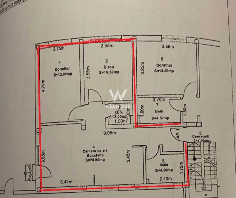 Apartament cu 3 camere si grădină 74 mp zona Triajului Selimbar - Schiță 15