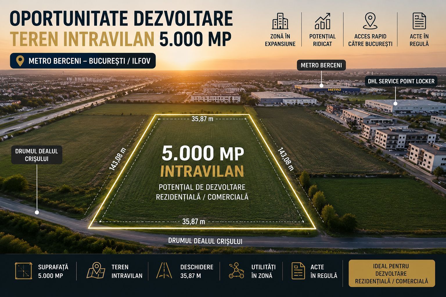 METRO BERCENI | 5.000 mp Intravilan | Oportunitate Dezvoltare - Poză 1