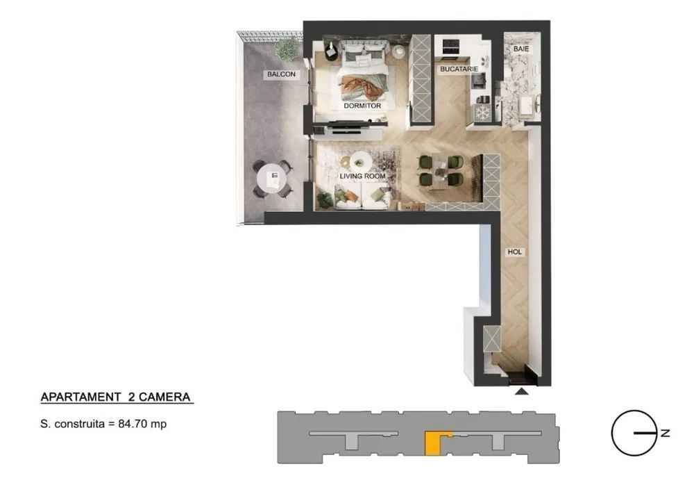 Chirie I Apartament 2 camere și terasă de 15 mp | Rond OMV Pipera - Poză 10