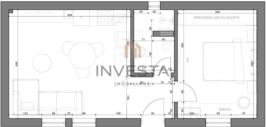 Apartament cu 2 camere modern si 2 parcari, Centru, zona Traian Mosoiu - Schiță 11