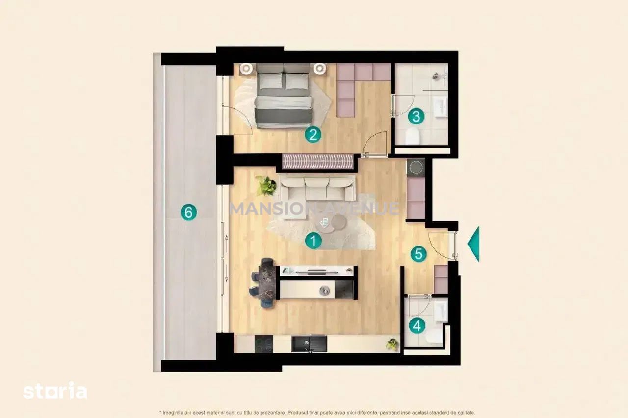 Apartament luminos cu 2 camere, si terasa de 18 m.p., KronenPark - Schiță 10