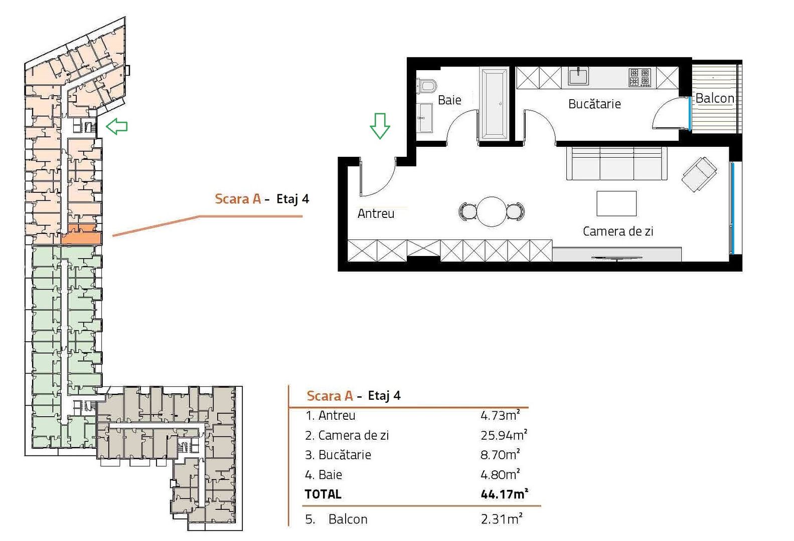 Apartament nou de vanzare 44 mp Soporului Comision 0% - Poză 6