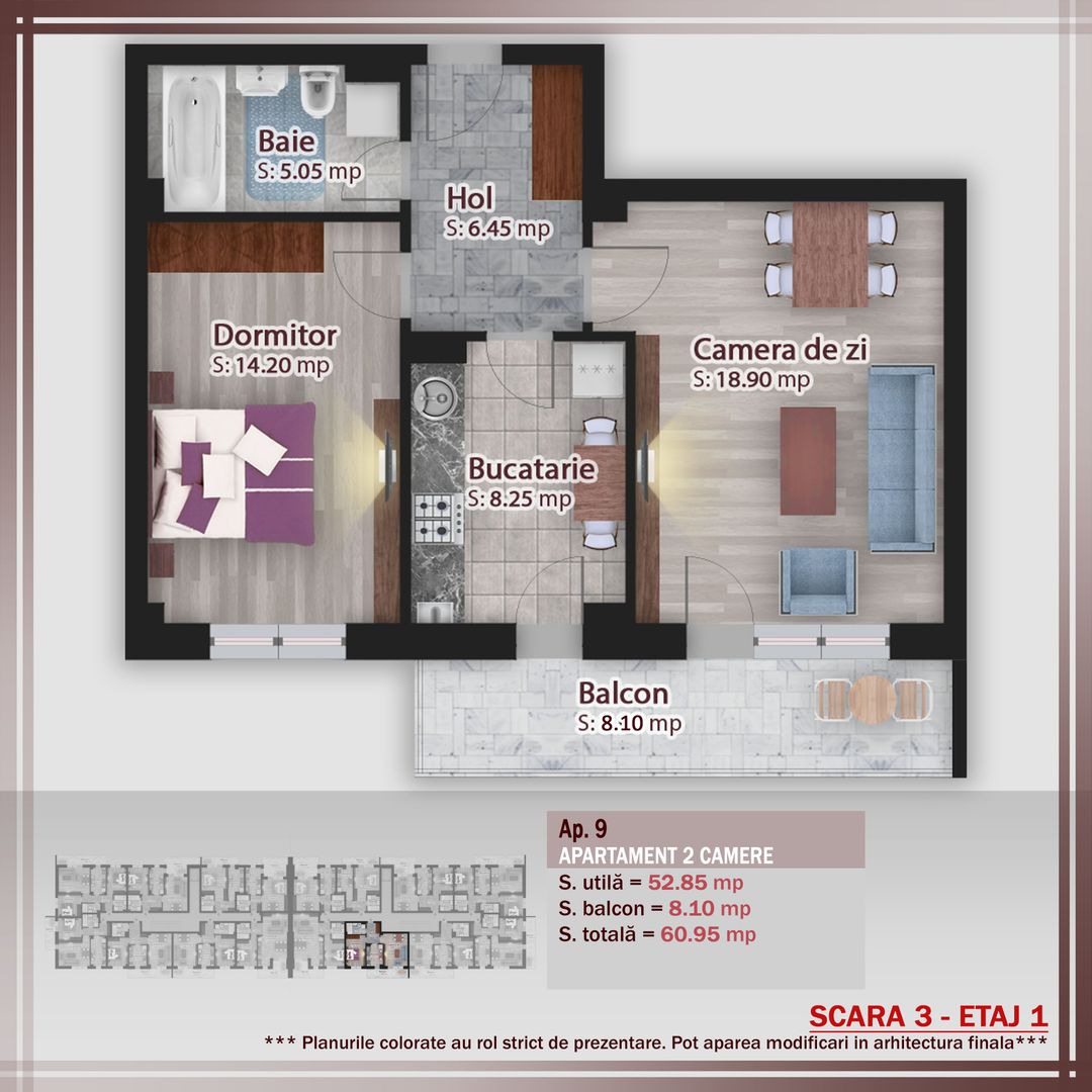 2 camere parcare gratuita-oferta lansare proiect Pallady - Schiță 1