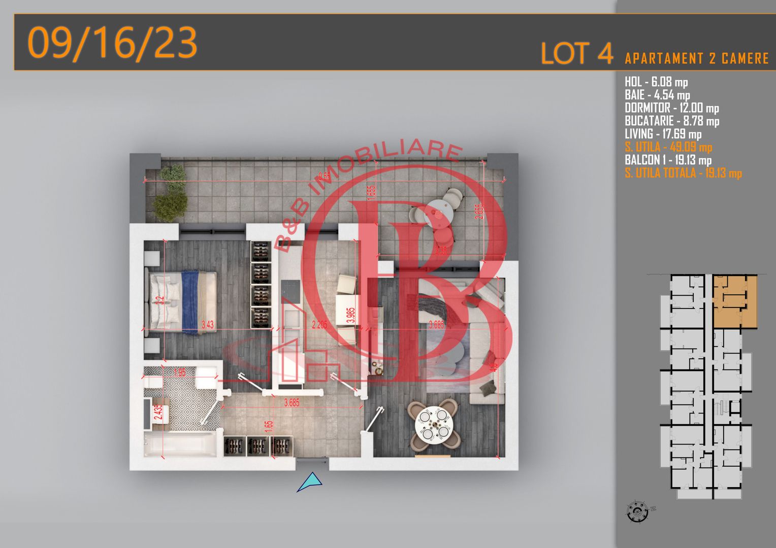 Apartament 2 camere Theodor Pallady-Metrou Nicolae Teclu - Schiță 1