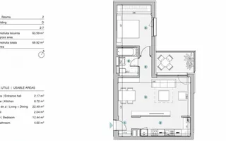 APARTAMENT 2 CAMERE | MOBILAT-UTILAT LUX | PARCARE | STRAULESTI | 64MP - Schiță 19