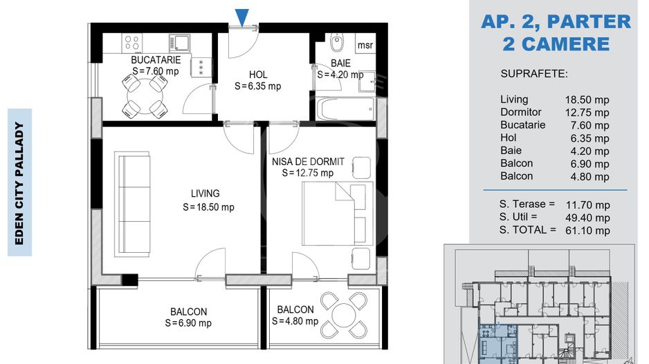 Apartament 2 camere Pallady Metrou Nicolae Teclu - Schiță 7