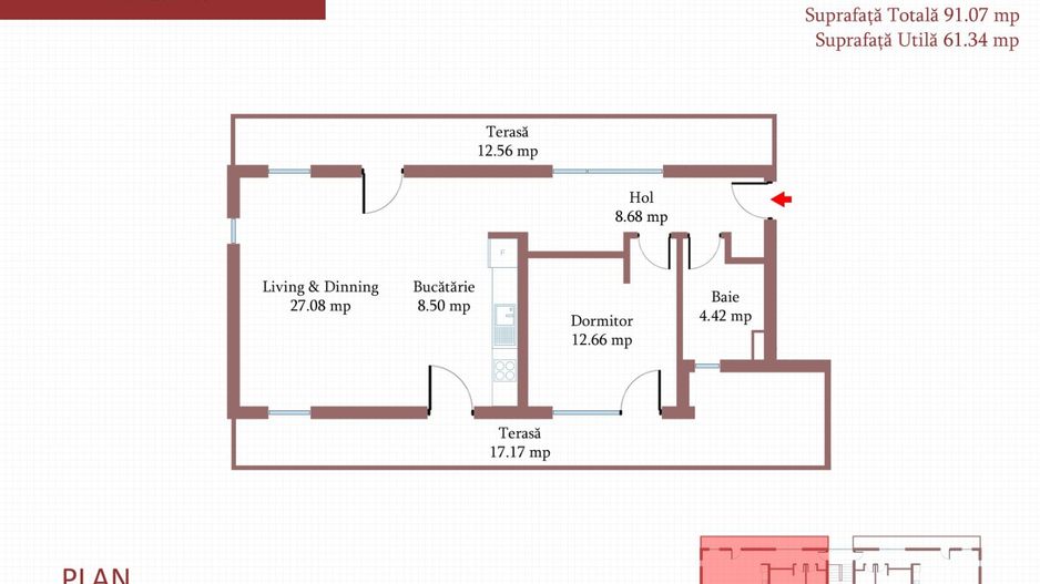 2 cam, terasa 29 m,  et. 3, FINISAT MODERN,  COMISION 0, incalzire in pardoseala - Poză 21