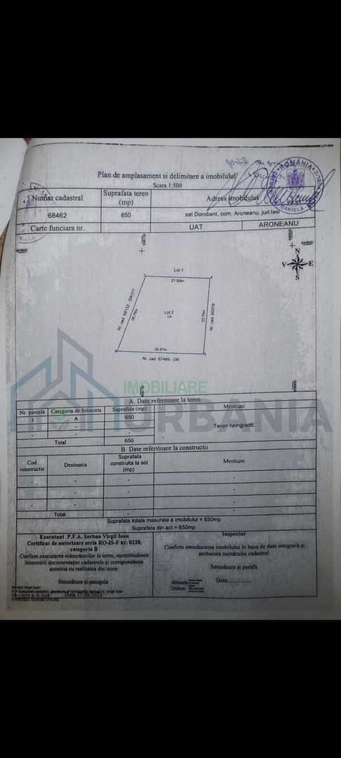 Teren 650 mp Dorobanț - Aroneanu, Iași | Proiect casă P+1 inclus - Poză 1