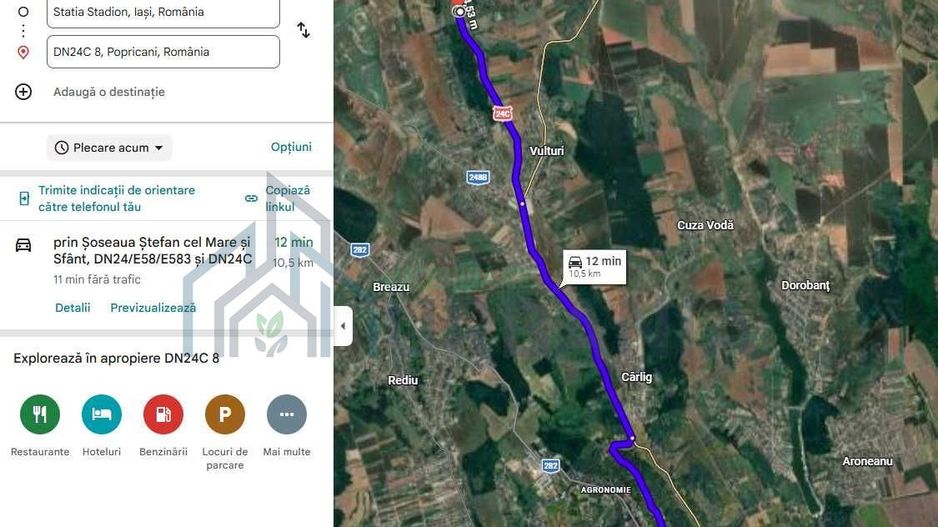 Teren intravilan de vânzare – Popricani, Iași | 10.5 km de Copou - Poză 2