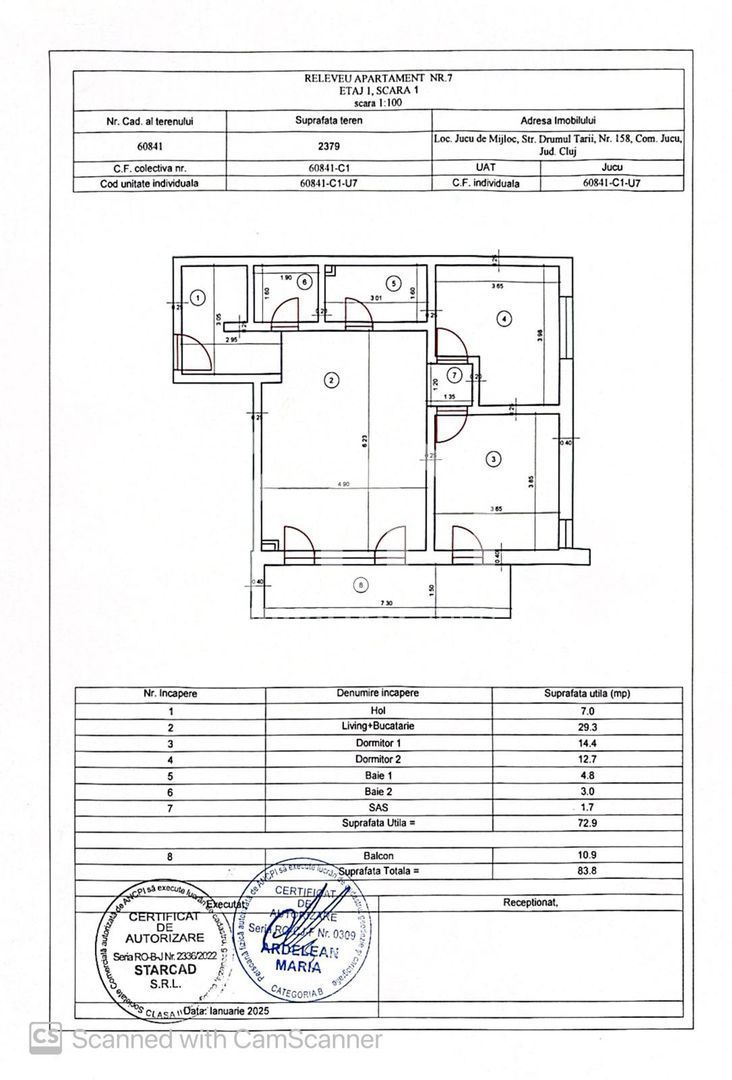 Apartament 3 camere, Bloc nou, Parcare inclusa, Jucu de Mijloc (AP.7) - Poză 14
