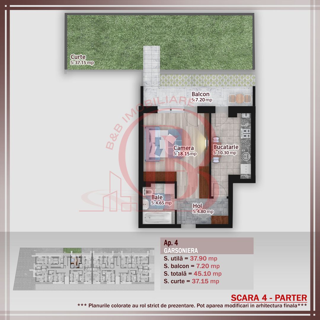 Garsoniera cu gradina -oferta lansare proiect Pallady - Schiță 1