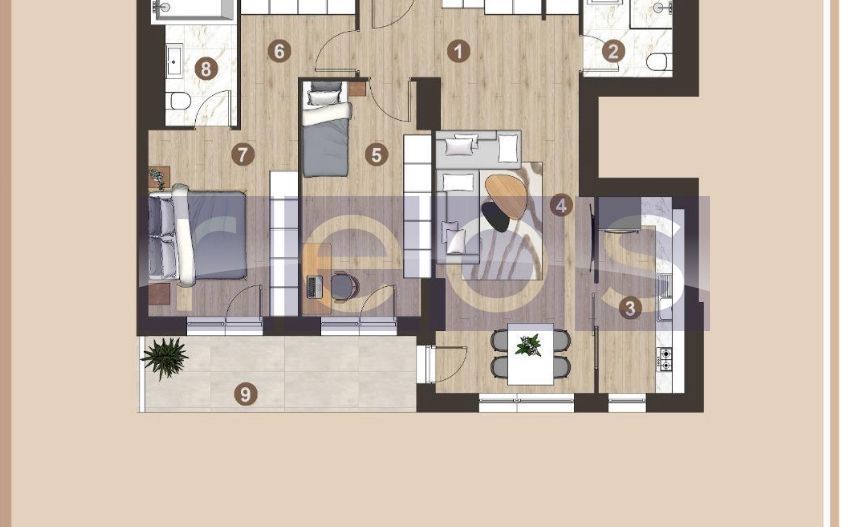 OCAZIE| APARTAMENT 3CAMERE| PIPERA | PARCARE KLAUS INCLUSA - Schiță 1