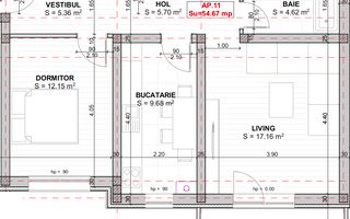 Etaj 2. Disponibil imediat. Decomandat. TVA 21% inclus in pret - Schiță 13