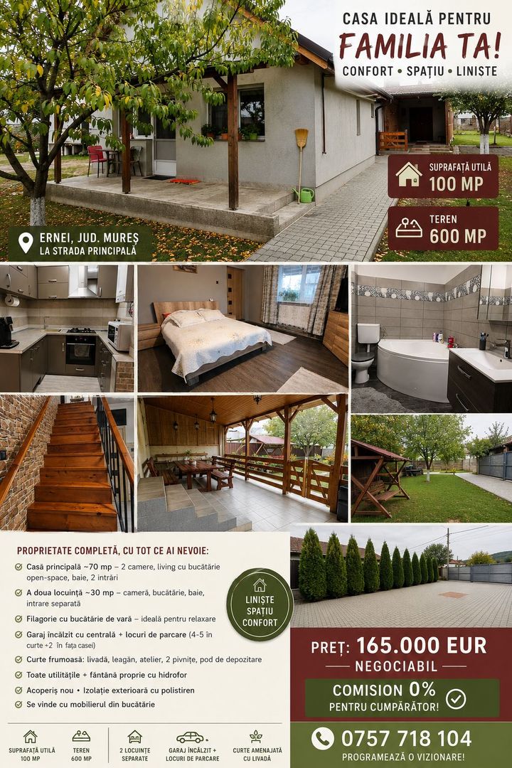 Proprietate cu două locuințe, garaj încălzit, foișor, 600 mp in Ernei - Poză 22