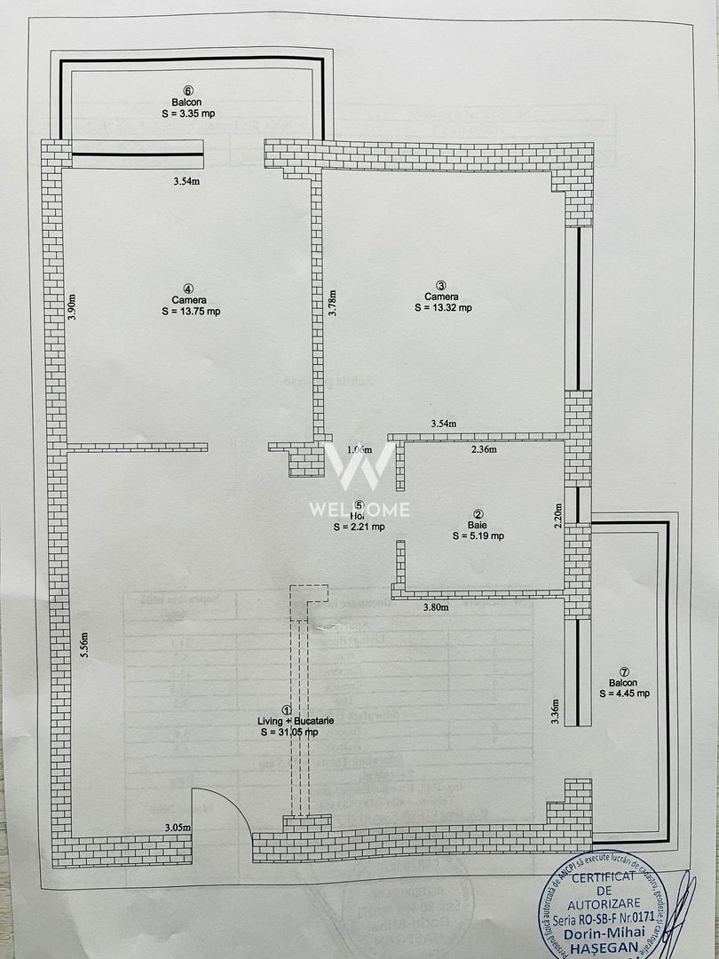 Apartament 3 cam 74mp utili, zona buna, Sibiu - Schiță 18