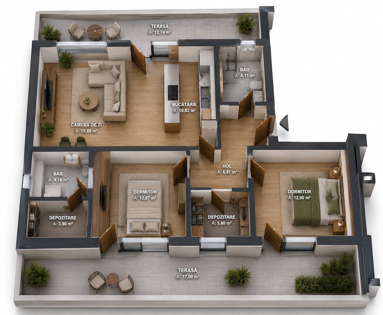 Apartament 3 camere de vânzare - Schiță 22