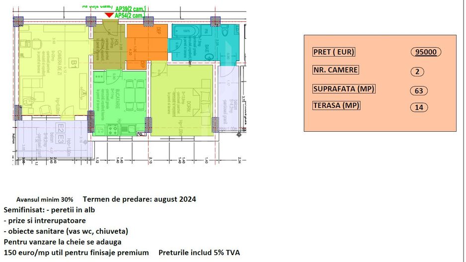 Apartament 2 camere de vânzare | Zona Cireșica-Sibiu - Poză 3