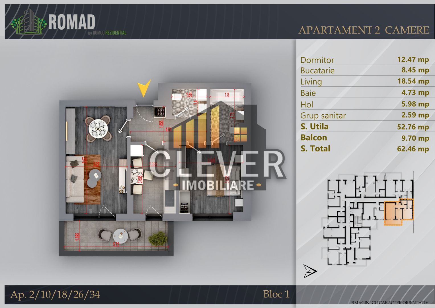 2 camere Pallady | 62,46 mp | Balcon 9,7 mp | Fotovoltaice - Poză 2