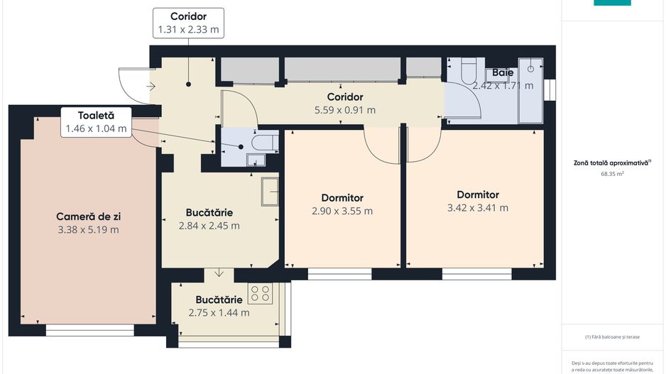 Apartament cu 3 camere în Alfa - Poză 12