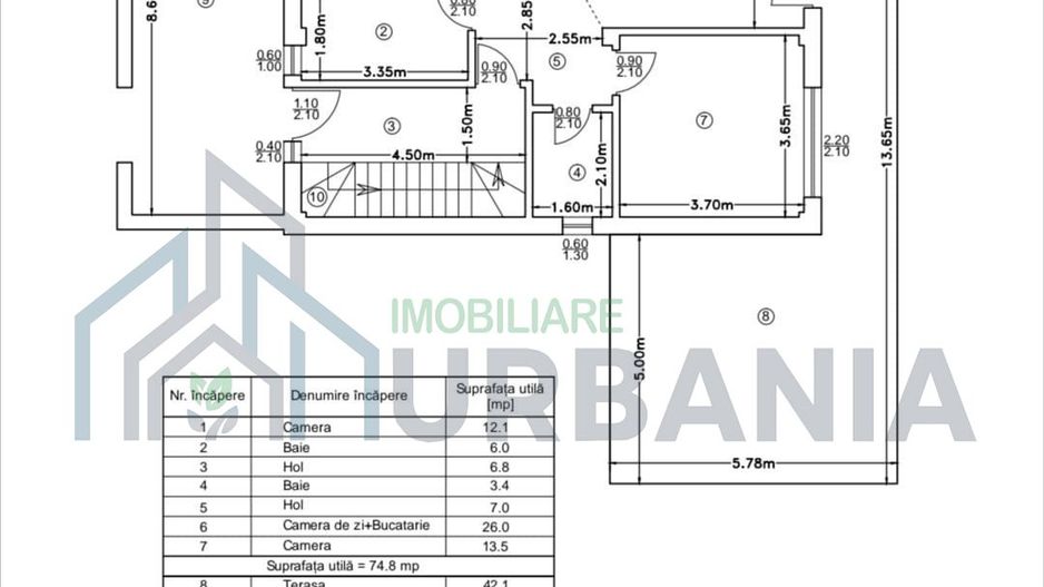 Apartament 3 camere cu gradina – Hlincea, zona Cetățuia | 75 mp - Poză 8