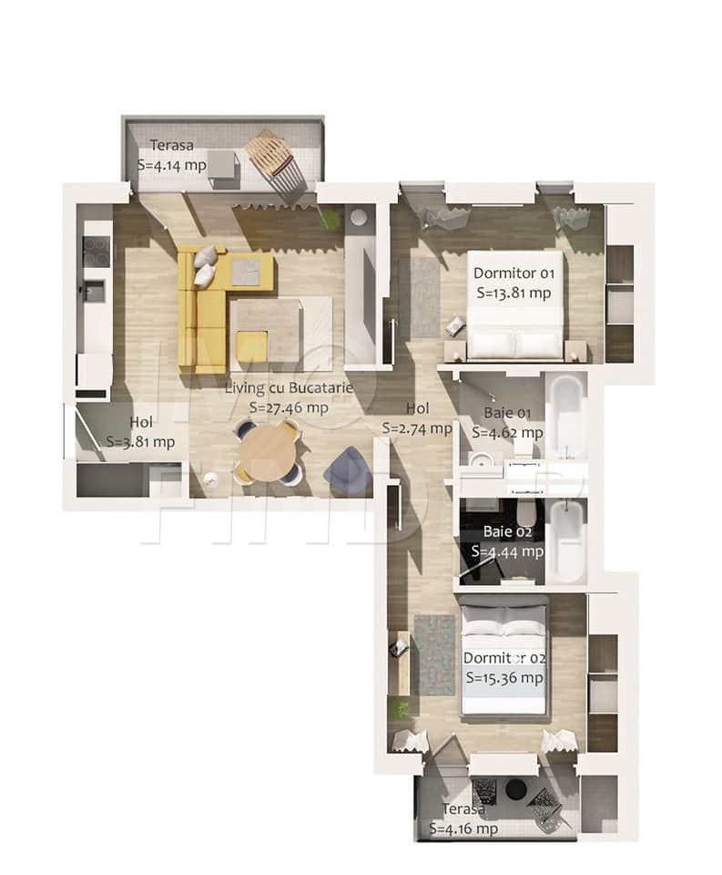 Vanzare apartament 3 camere Centru, imobil nou, etaj intermediar - Poză 2