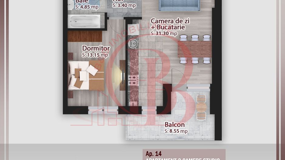 2 Camere modern-Suprafata generoasa-Metrou Nicolae Teclu - Schiță 8
