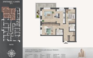 3 camere  700 metri de  Metrou Nicolae Teclu - Schiță 12