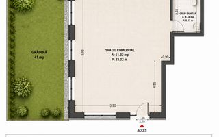 Spațiu comercial 66 mp + curte 41 mp | zona BRANA, Selimbar | - Schiță 6