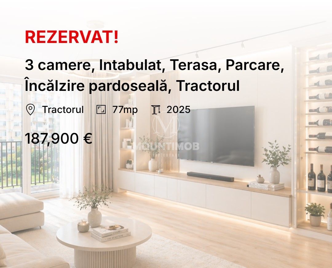 3 camere, Intabulat, Terasa, Parcare, Încălzire pardoseală, Tractorul - Poză 1