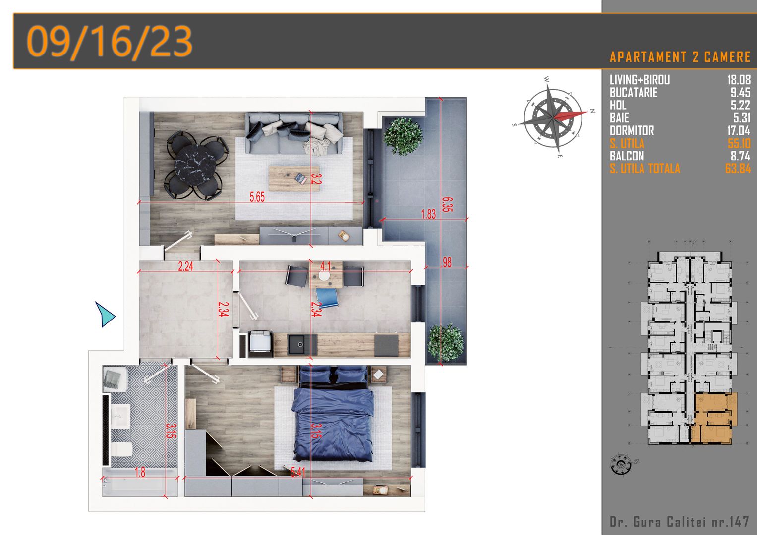 2 camere  - parcare bonus - Titan Pallady comision 0% - Schiță 7