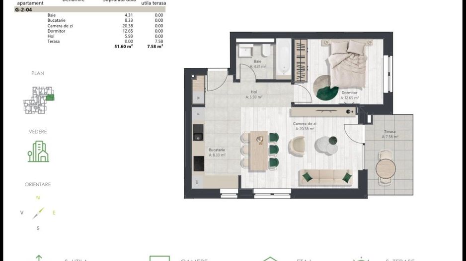 COM 0% Apartament nou cu 2 camere, bucatarie inchisa | Denya Forest - Poză 13