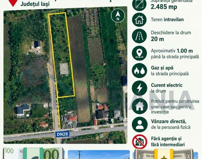 Teren intravilan 2.485 mp în Chicerea, comuna Tomești - Poză 1