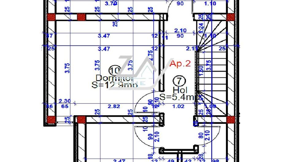 Duplex finalizat despartit prin camera tehnica. 3 dormitoare. 2 balcoane. - Poză 22