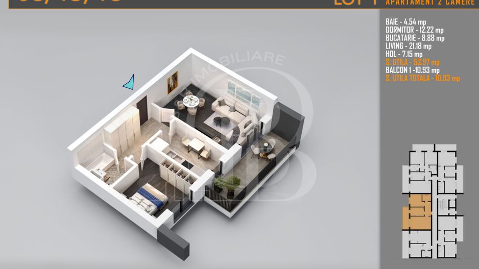 Apartament decomandat 2 camere -Titan Pallady Metrou Teclu - Schiță 2