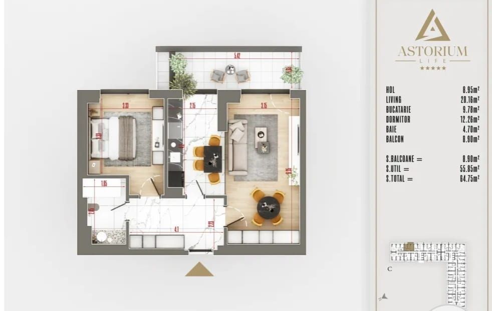 AP. 2CAM. DECOMANDAT IN PROIECTUL  ASTORIUM / BLOC FINALIZAT! - Poză 2