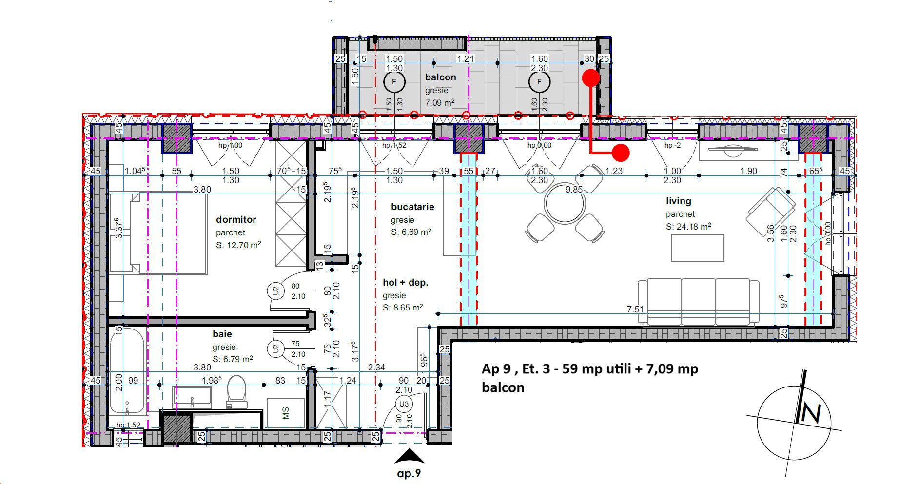 Dâmbovița-Șagului | Bloc Nou | 2, 3 și 4 Camere | Penthouse | Parcare subterana - Poză 10