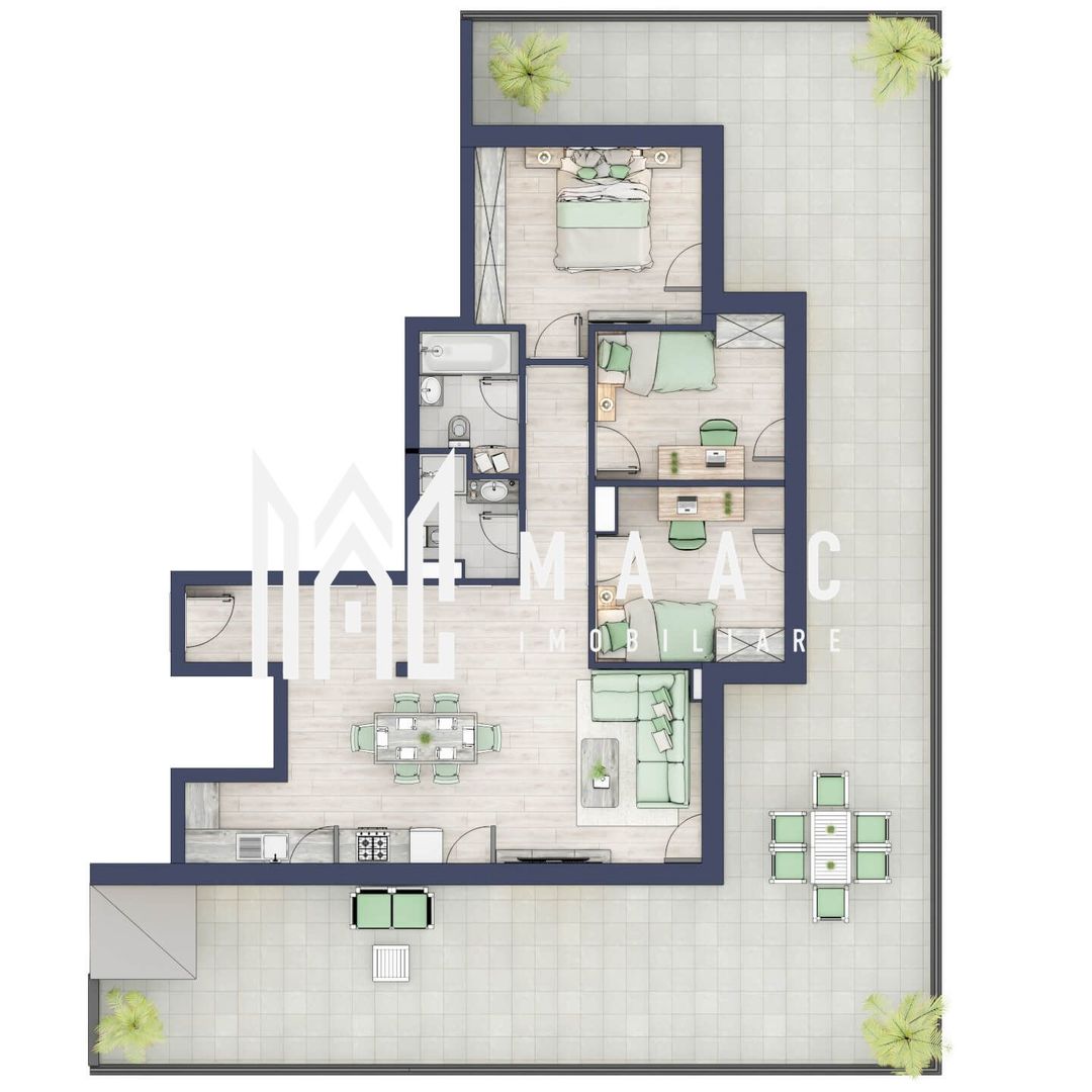 Penthouse 3 camere | Etaj 4 | Balcon 107.2 mp | Turnisor - Poză 1