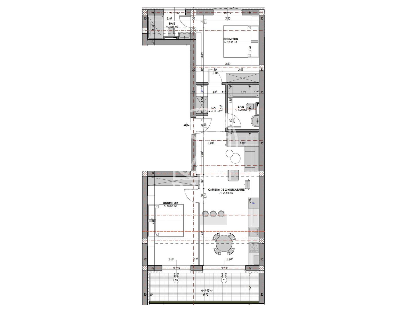 Apartament 3 camere, aer conditionat, 2 bai, la cheie (NCL-COL-ap.24) - Poză 7