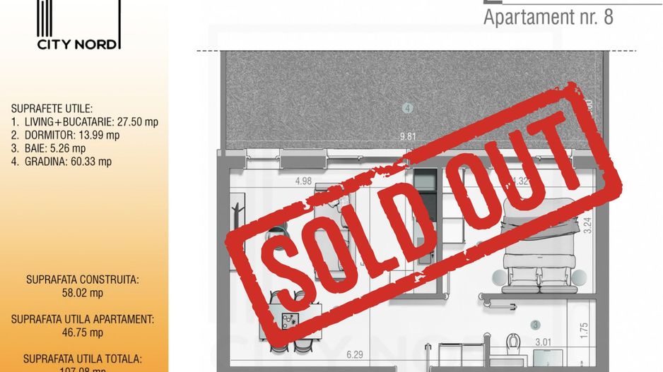 Apartament 2 Camere 47mpu cu 59mp Grădină – CITY NORD Ștefan cel Mare - Poză 1