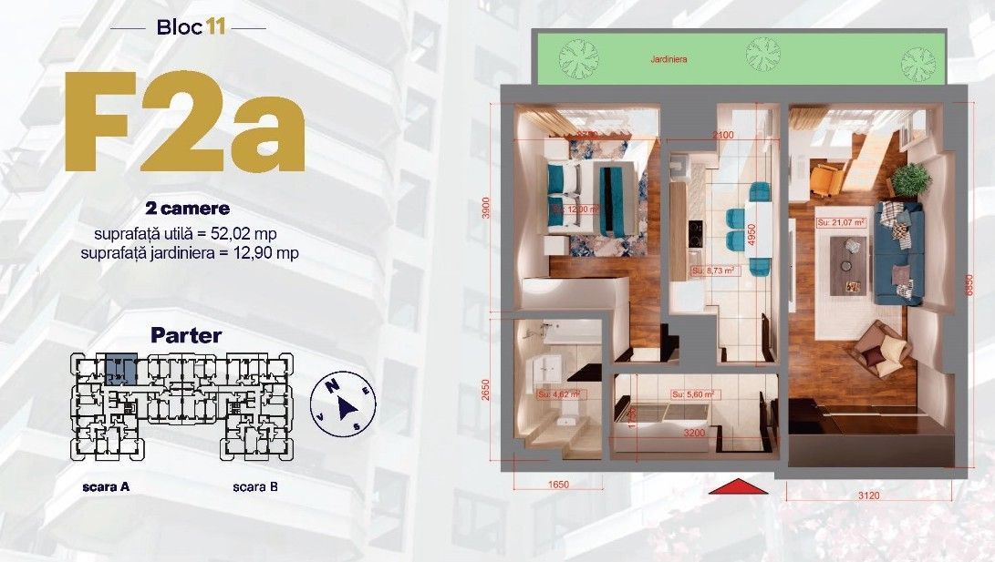 Apartament 1C, Copou, 43,4mp, 110000euro+TVA - Poză 7