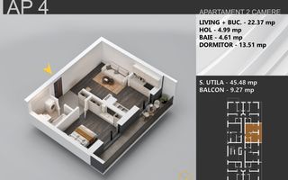 Oferta Lansare 2 camere bloc boutique  parcul Teilor - Schiță 2