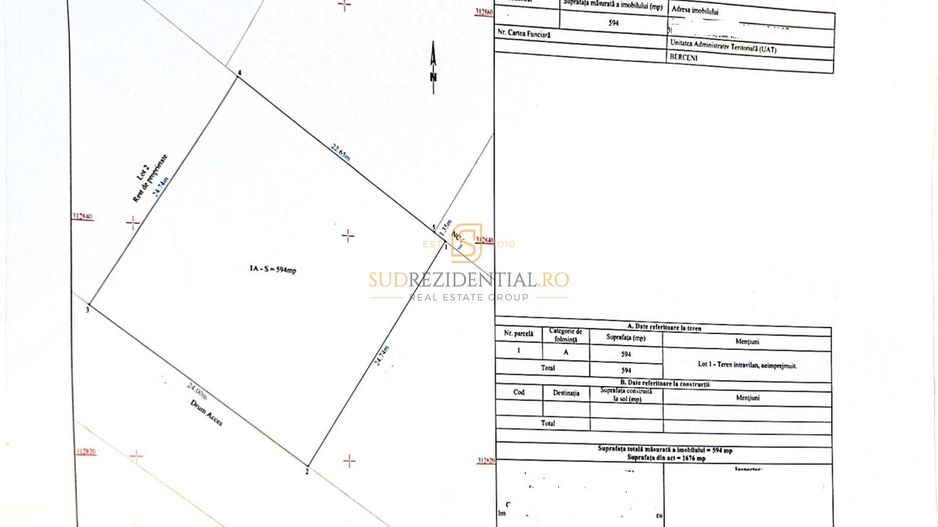 Oportunitate rezidentiala, Teren intravilan 594 mp, Comuna Berceni - Schiță 6