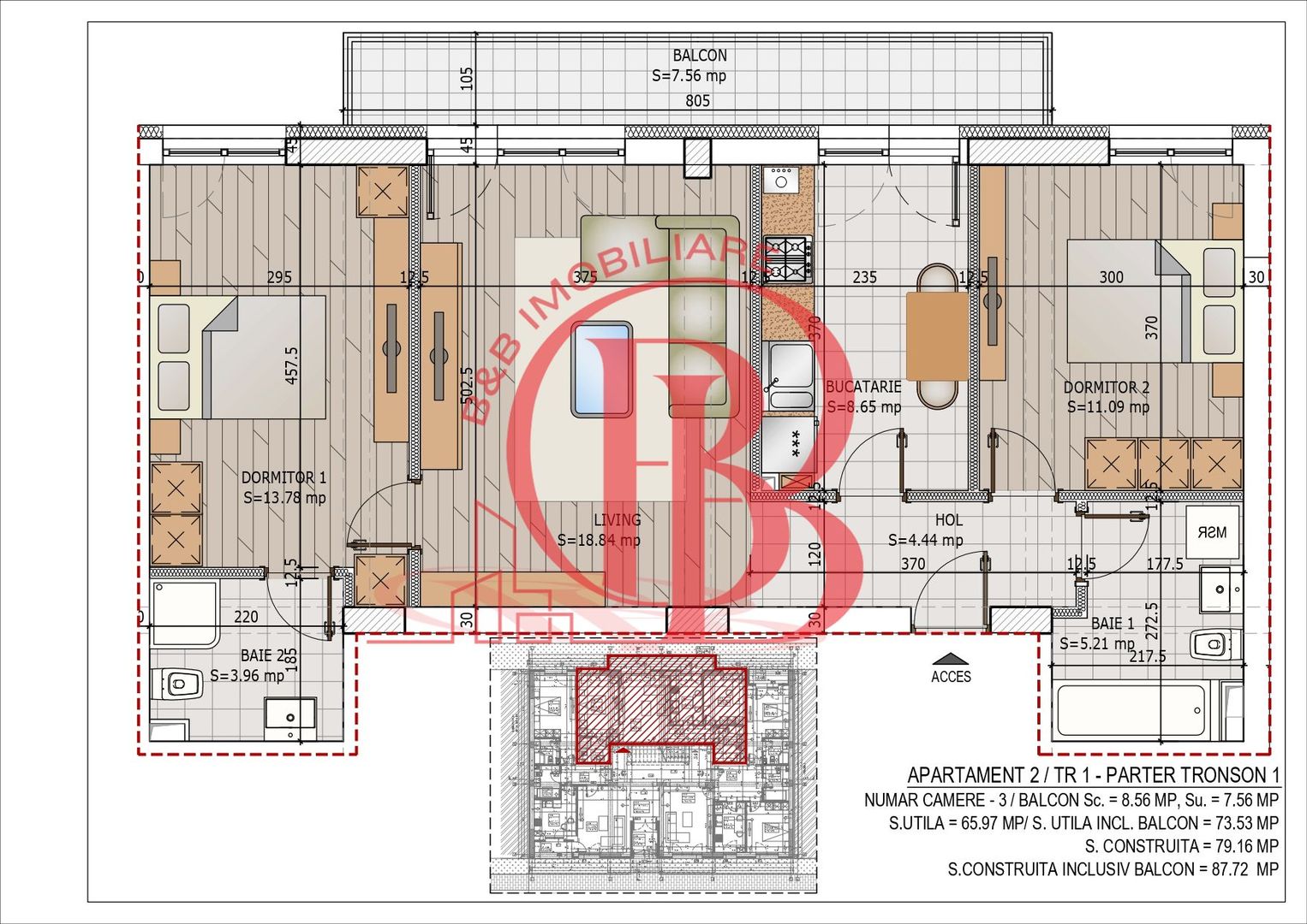Apartament 3 camere Titan Pallady Metrou N. Teclu Comision 0 - Schiță 16
