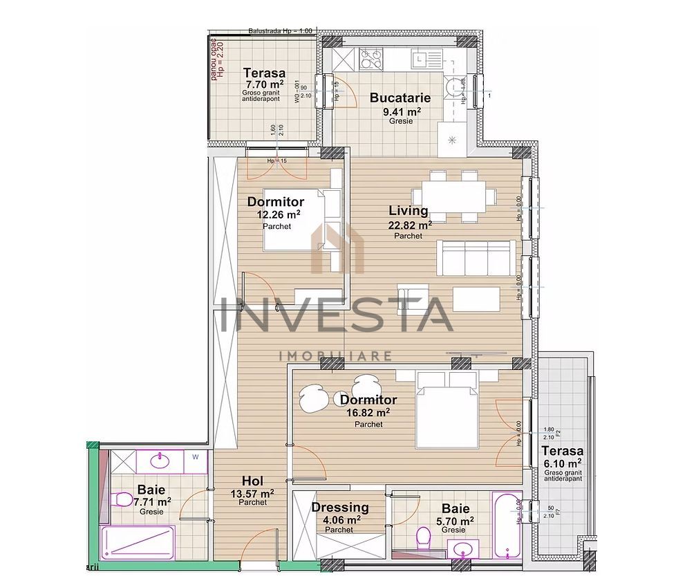 Apartament 3 camere 92.35 mp cu 2 terase, bloc nou, zona Marasti! - Poză 6
