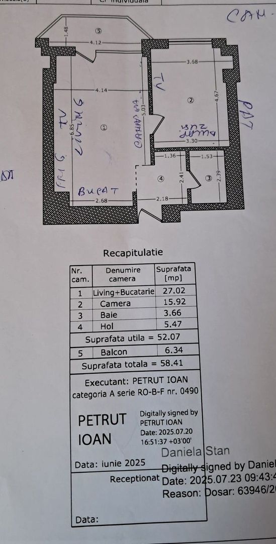 APARTAMENT 2 CAMERE | MOBILAT + UTILAT | - Schiță 14